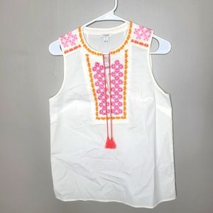 J CREW Boho Embroidered Top Size 2 NWT